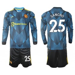 Camisola Manchester United Jadon Sancho 25 Criança Equipamento Terceiro 2021-2022 Manga Comprida